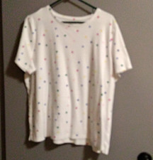 Kim Rogers Perfectly Soft XL Crew Neck Short Sleeve Polka Dot Knit T-Shirt picture