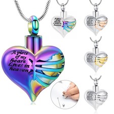 A Piece of Heart Urn Pendant Memory Necklace for Ashes Keepsake Memorial Jewelry picture