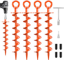 Ground Anchors Screw in Heavy Duty, 4 Pack 15 Inch Spiral Earth picture