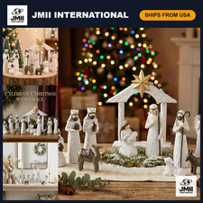 White Nativity Set - Small Resin Christmas Figurines for Holiday Decor picture