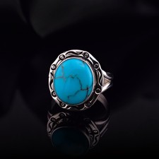 Navajo Egyptian Turquoise Ring Size 9 Sterling Silver Native American Handmade picture