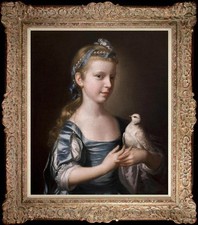 Hand painted Old Master-Art Antique Oil Painting female Small girl on Canvas picture