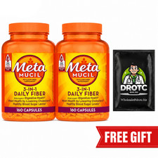 Metamucil 3 in 1 Fiber 160 Capsules 2-Pack + Free DR OTC Eye Wipe Gift 06/27 picture