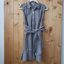 BNWT Express Checked Sleeveless B&W Wrap Dress Size 8 picture