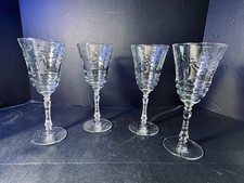 Vintage 1940’s Libby Rock Sharp Arctic rose cut blown glass stemware. Set Of 4 picture