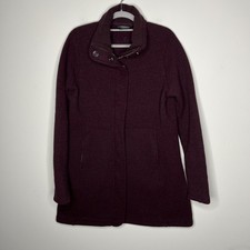 Kuhl Coat Womens Large Purple Knit Zip Snap Stand Collar Warm Mid Length Fleece picture