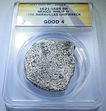 Maravillas Shipwreck 1621-1665 Mexico 8 Reales 1600's Spanish Cob ANACS 8R Coin picture