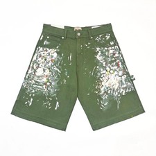 GOTOFREE AMERICAN HIGH STREET INK SPLASH GRAFFITI UNISEX GREEN SUMMER SHORTS picture