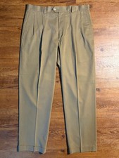 Vintage Nordstrom Men's 35x31 Tan Cotton/Tencel  Chinos Pleated Cuffed Casual picture