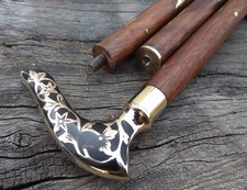Antique Brass Victorian Handle Wooden Vintage Style Walking Stick Cane Designers picture