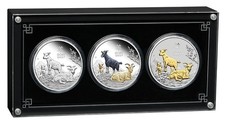 2027 LUNAR SERIES-3 YEAR OF THE Goat 1oz SILVER TRIO $1 3-coin Set 3oz-total picture