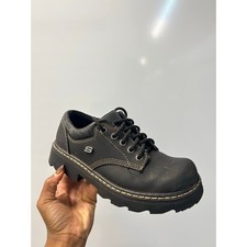 Vintage 90s Y2K Skechers Parties Mate Black Leather Chunky Platform Oxford Shoes picture