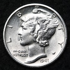 1941-S Mercury Silver Dime AU   picture