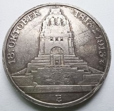 1913-E Saxony 3 Mark Silver Leipzig Battle Monument coin KM#1275 XF Details picture