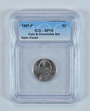 1997-P Jefferson Nickel Coin & Currency Set SP70 ICG picture