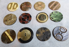 12 Vintage Celluloid Wafer Thin Carved Buttons VARIOUS PATTERNS COLORS picture