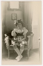 Girl Costume in Hat Portrait 1937 - Wiesbaden Germany - RPPC Real Photo Postcard picture