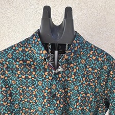 PLATINI Men’s Button Up Shirt large green Floral New Age Design picture