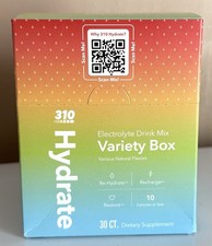 310 NUTRITION HYDRATE VARIETY BOX 30 CT ELECTROLYTE DRINK MIX SUPERIOR HYDRATION picture