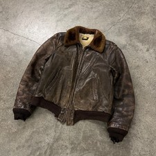 1950s WindWard Steer Hide Leather Military Style Bomber Flight Jacket FLAWS picture
