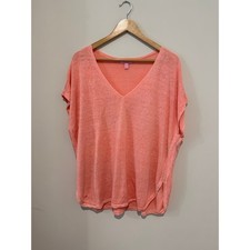 Lilly Pulitzer 100% LINEN Sanford Top Coral V Neck Relaxed Coverup L/XL FLAW picture