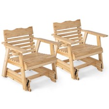 Topbuy 2PCS Outdoor Fir Wood Rocking Chair Outdoor Glider Chair with Rotatable picture