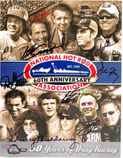 NHRA 60TH ANV SIGNED GARLITS  JOHN FORCE  VTG NHRA AHRA DRAG RACING HANDOUT picture