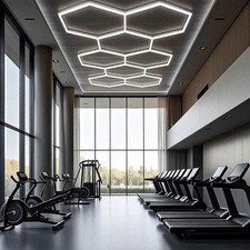 8x Hexagon LED Light for Home Workshop Garage Gym Honeycomb Ceiling Wall Lamp picture