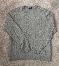 Brooks Brothers Scottish Lambswool Gray Cable Knit Sweater Large picture