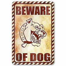 Beware of Dog Aluminum Sign, Barking Bulldog picture