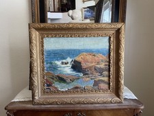20thC Antique California Coastal Ocean Seascape Oil On Canvas Painting picture