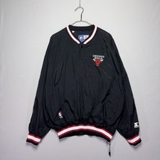 VTG 90s Starter Chicago Bulls Jacket - Pullover - Black - Lined - Mens LARGE picture