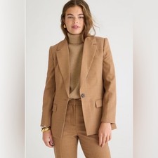 J. Crew Willa Blazer Women Size 2 Tan Excellent Italian City Wool Blend picture