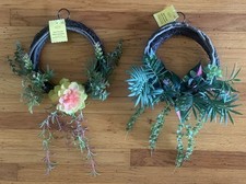 TWO (2) NWT Wreaths of Succulents and branches - ASHLAND brand (Michael's) picture