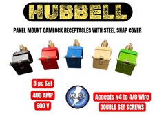 Hubbell Panel mount camlock receptacles with steel snapcover, 5 pc set picture