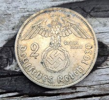 1939 Mark Reichsmark Eagle Swastika 3rd Reich SILVER Coin Hindenburg Germany  picture