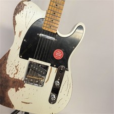 No Logo Solid Body Electric Guitar Stainless Rounded Fret Edge Heavy Aged White picture