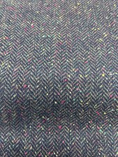 $36 for 2 Yards,Herringbone/Tweed 100% Wool Flannel Italy,Black& Multi Green #95 picture