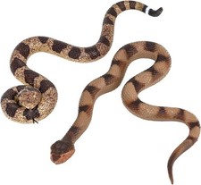 2Pcs Realistic Fake Snakes Toy Lifelike Rubber Rattlesnake Snake Scare Birds and picture
