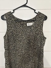 Kathy Lee Collection Dress Women's 12 Black &TanSleevelessShiftVintage Polyester picture