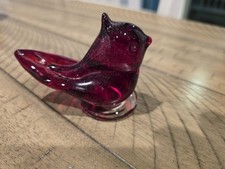 Vintage Cardinal of Love Ruby Red Glass Bird  picture
