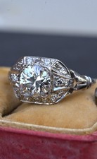GIA Cert Art Deco Period Platinum 1.18 Carat Diamond Engagement Ring picture