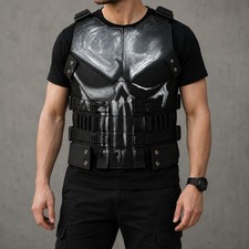 Punisher Inspired Skull Tactical Vest Faux Leather Body Armor  Halloween Costume picture