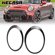 HECASA 2X Black Headlight Bezel Trim Ring Cover For Mini Cooper R55 R56 2007-15 picture