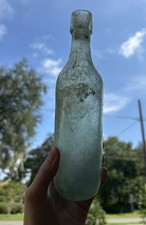 Antique late 1800s Bottle Round Bottom Torpedo Bottle Collectible Rare VG picture