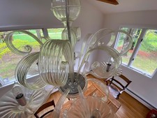 Murano Chandelier Hand Blown Italian 1960's 5 arms clear glass picture