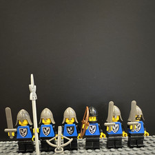 LEGO Minifigure Black Falcon knight lot of 6 Blue vintage cas101 cas254 1990s picture