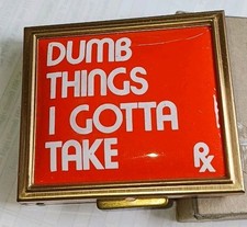 Vintage 1960s Dumb Things I Gotta Take Rx Pill Organizer Case Original Box picture