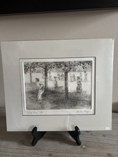 Drypoint Etching “Sack Race” by Caroline Erney Original Drawing Signed Art picture