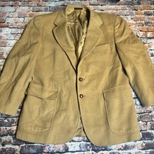 Vintage English Manor Camel Tan Blazer Buttons Mens L Made in Poland picture